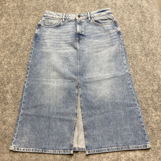 Fat Face A Line Maxi Denim Skirt Women's Size 14R Light Blue Denim