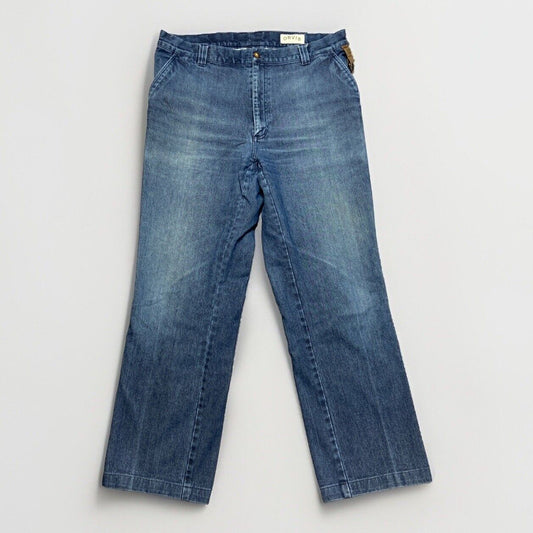 Orvis Straight Jeans Men's Size 42 Blue Dark Wash Denim 100% Cotton Pants