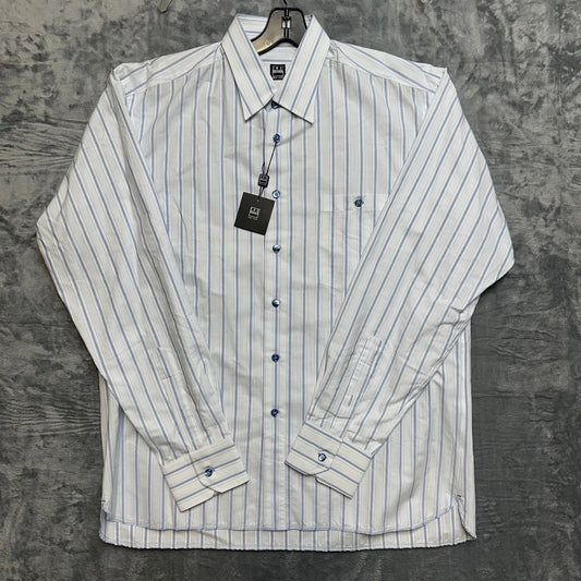 New Ike Behar Striped Dress Shirt Men's Sz L White Blue