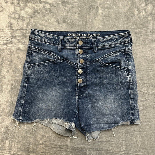 American Eagle Super Stretch Cut Off Shorts Women’s Size 6 Blue Denim