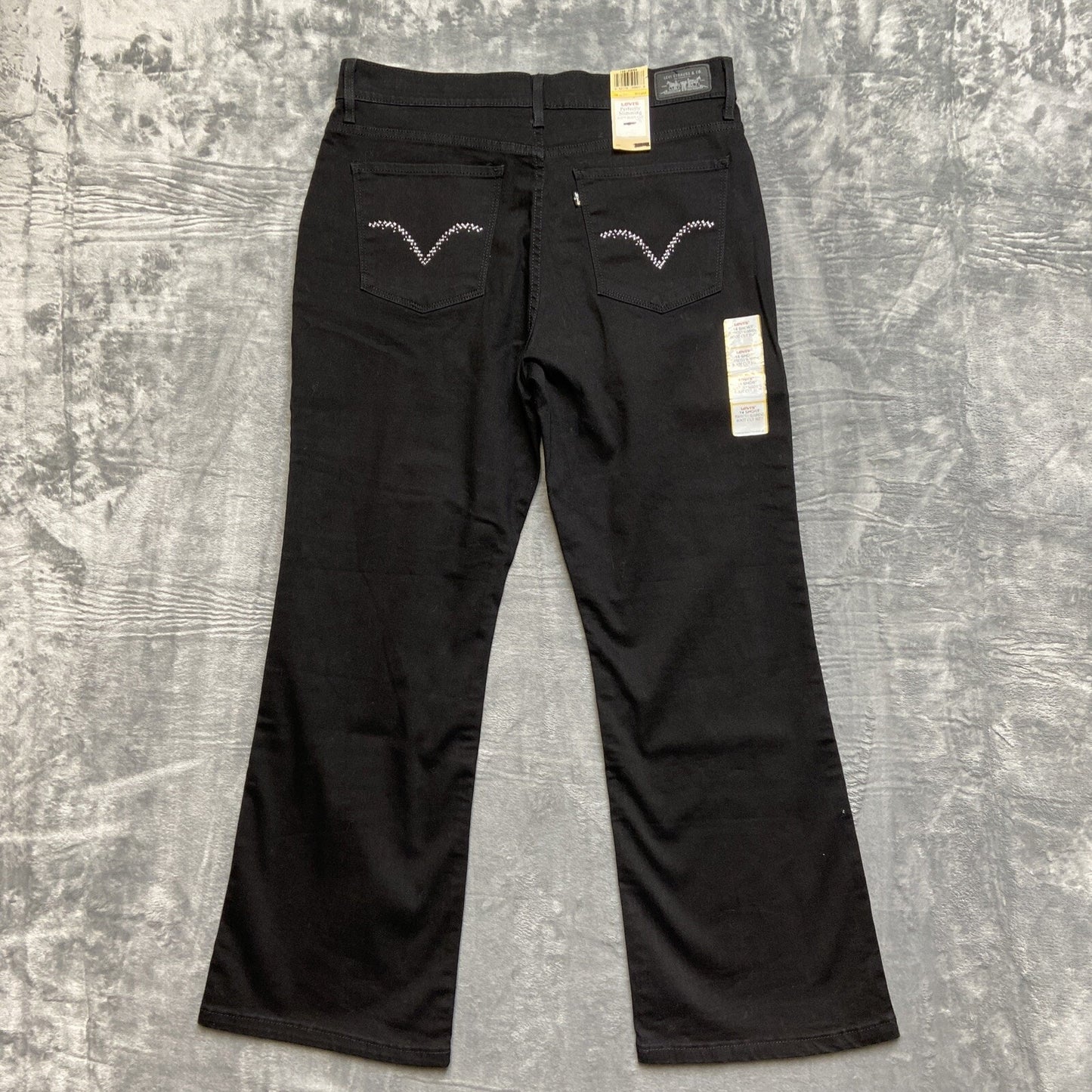New Levi’s 512 Bootcut Perfectly Slimming Embroidered Jeans Women’s 14 S Black