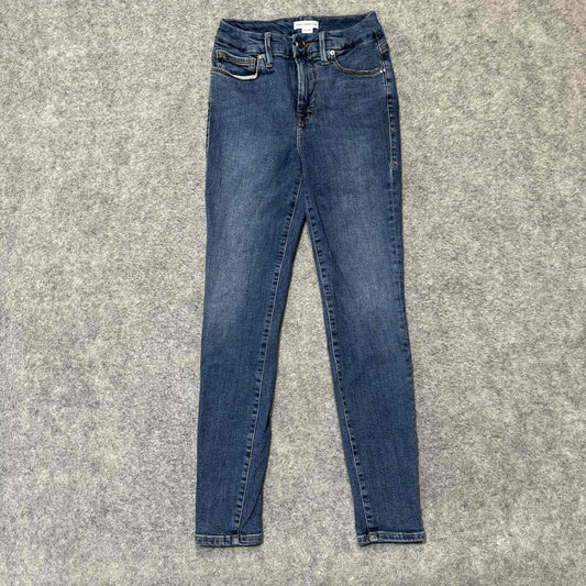 Good American Womens Fit Mid Rise Skinny Jeans Size 0/25 Blue Dark Wash Denim