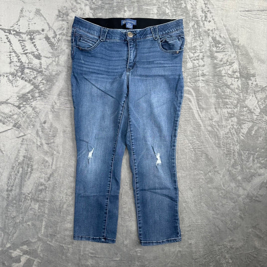 Democracy Ab Solution Straight Leg Jeans Women's Size 16W Blue Distressed