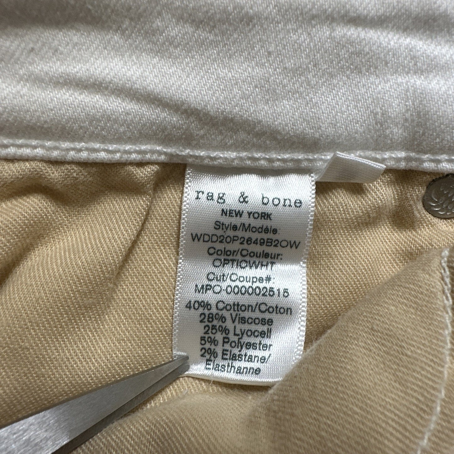 Rag & Bone Nina High Rise Ankle Flare Jeans Women's Size 26 White