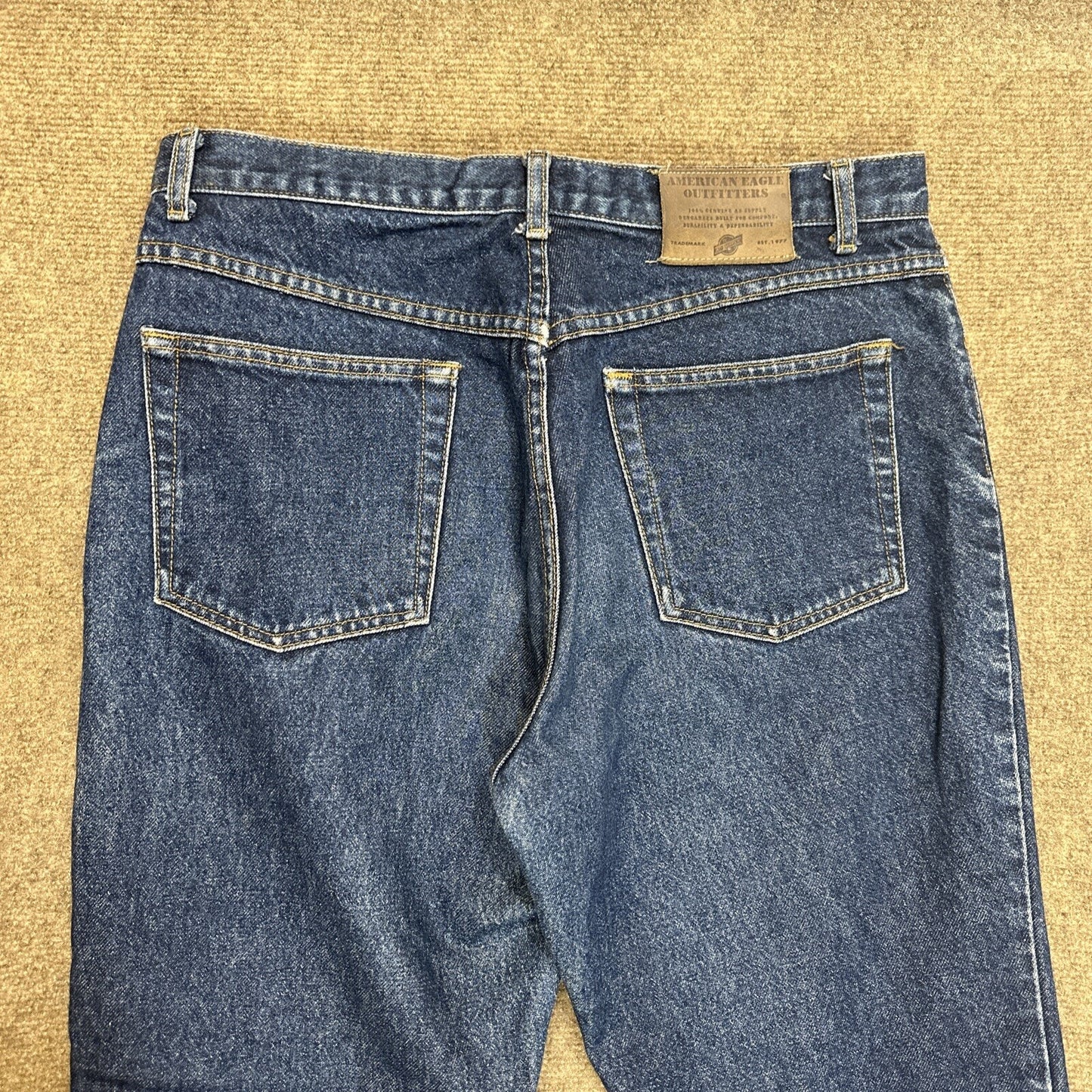 Vintage American Eagle AE Supply Dungarees Womens Jeans Size 12 Blue Dark Wash