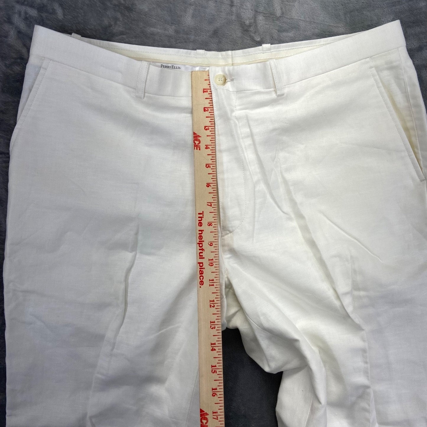 Perry Ellis Men's Dress Pants 38x30 White Linen Blend