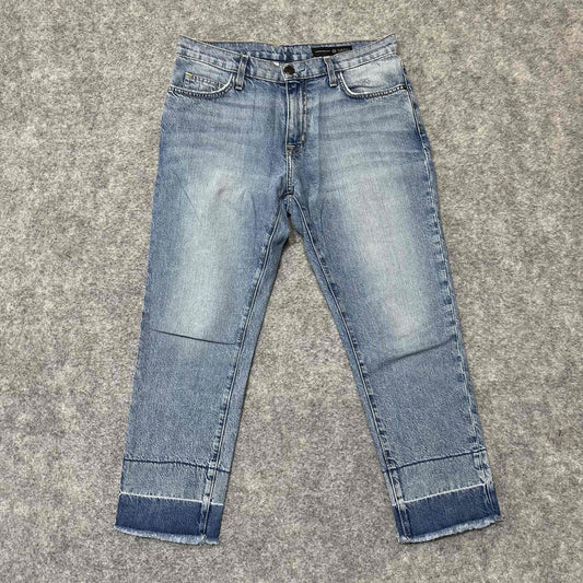 Current/Elliott Women's Cropped Frayed Hem Jeans Size 12/31 Blue