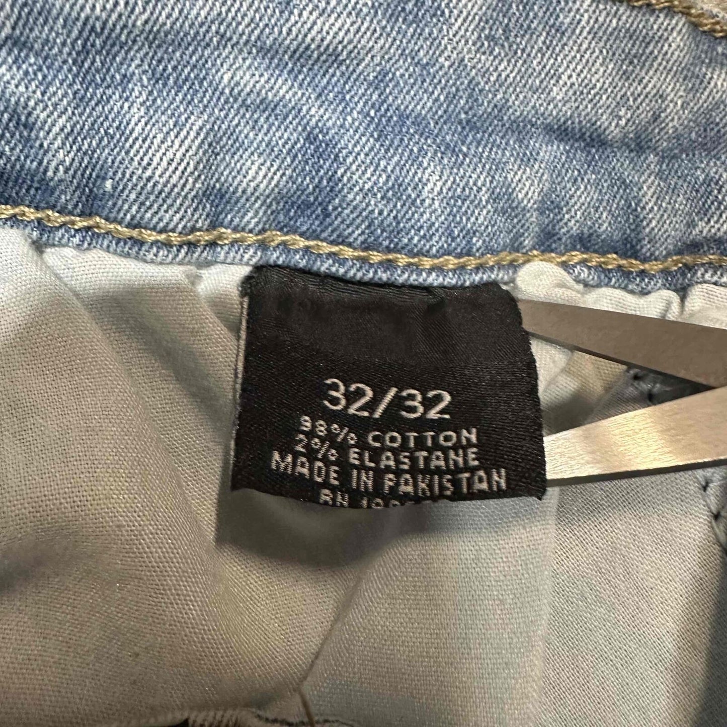 Copper Rivet Men's Slim Fit Distressed Jeans Size 32x32 Blue Acid Wash Denim