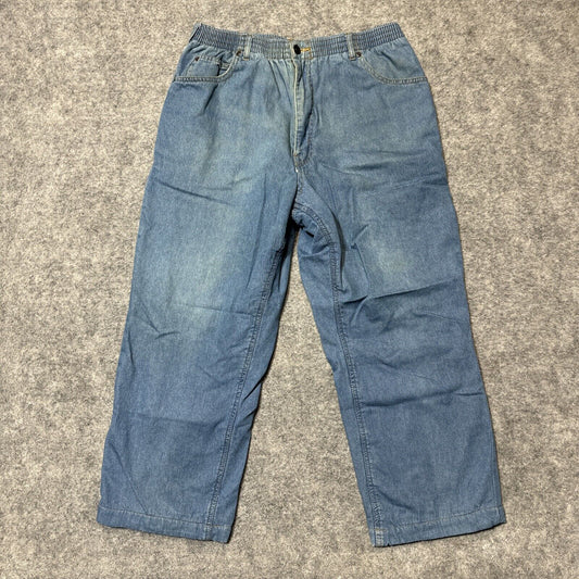 Vintage Habands Ice House Flannel Lined Jeans Men's 36S Blue Light Wash Denim