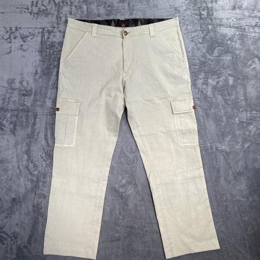 Agave Slouchy Taper Cargo Pants Men's Size 38 Twill Beige