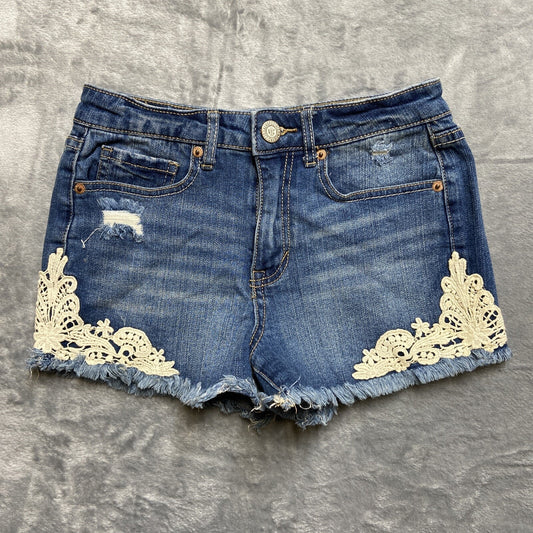 Aeropostale Cutoff Embroidered Denim Jeans Women’s Size 0 Blue Denim