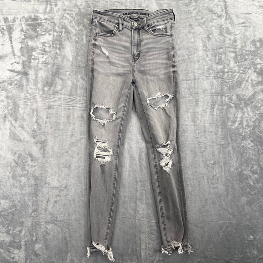 American Eagle Women's Skinny Jeans Size 4 Gray Distressed