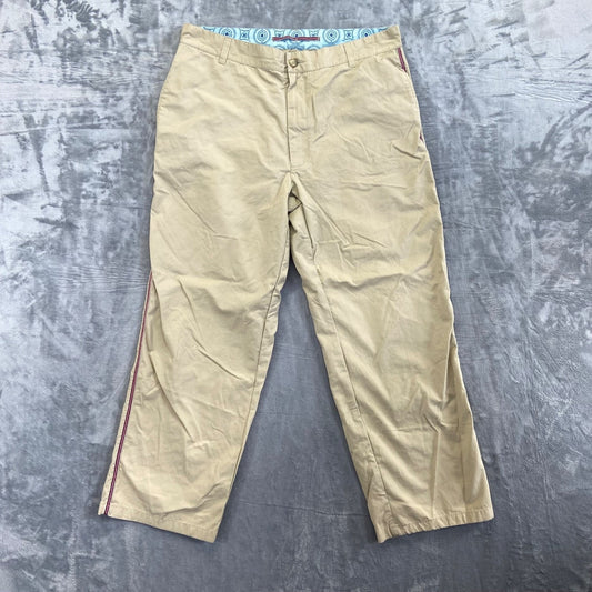 Robert Graham Men's Straight Chino Pants Size 38 Beige Side Stripe