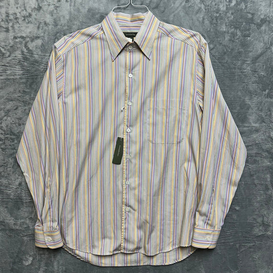 New Ermenegildo Zegna Striped Dress Shirt Men's Size L Multicolor