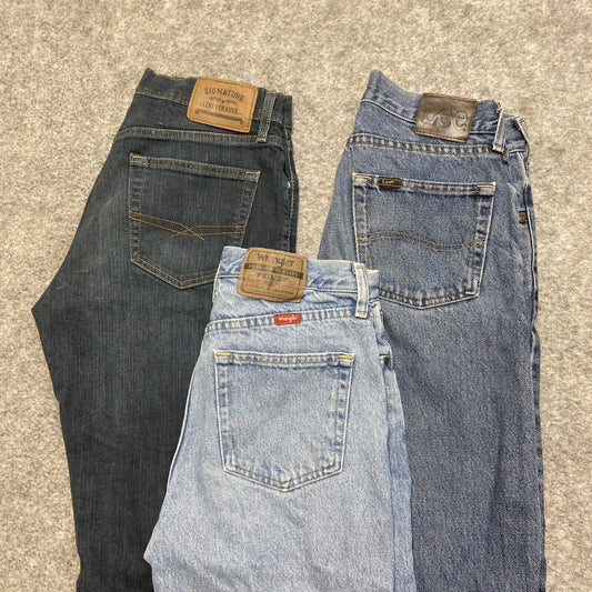 Wholesale Lot of 3 Grade A / B Work Jeans Size 29x32 Levis Wrangler LEE Blue