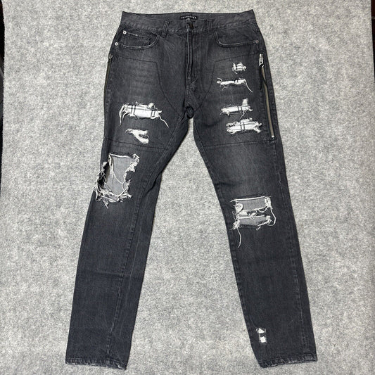 Men's Distressed Goth Punk Jeans Size 34 Black Denim Goth Jaywalker