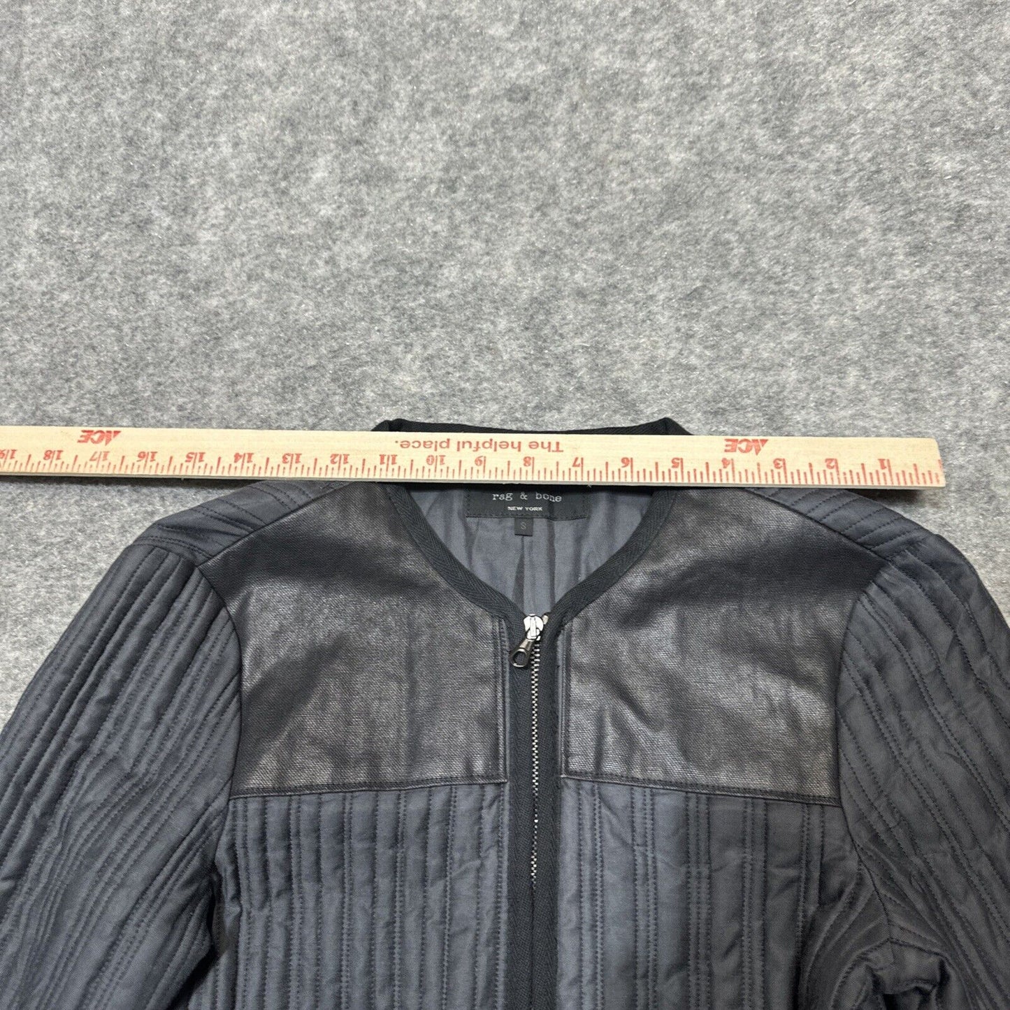 Rag & Bone Linear Quilted Zip Up Women's Jacket Size S Small Gray Inner Shell