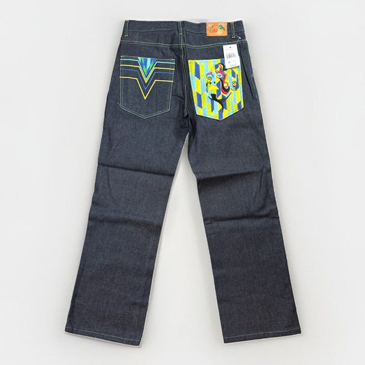 Vintage COOGI Straight Jeans Men's 34x34 Dark Blue Embroidered Abstract Rare