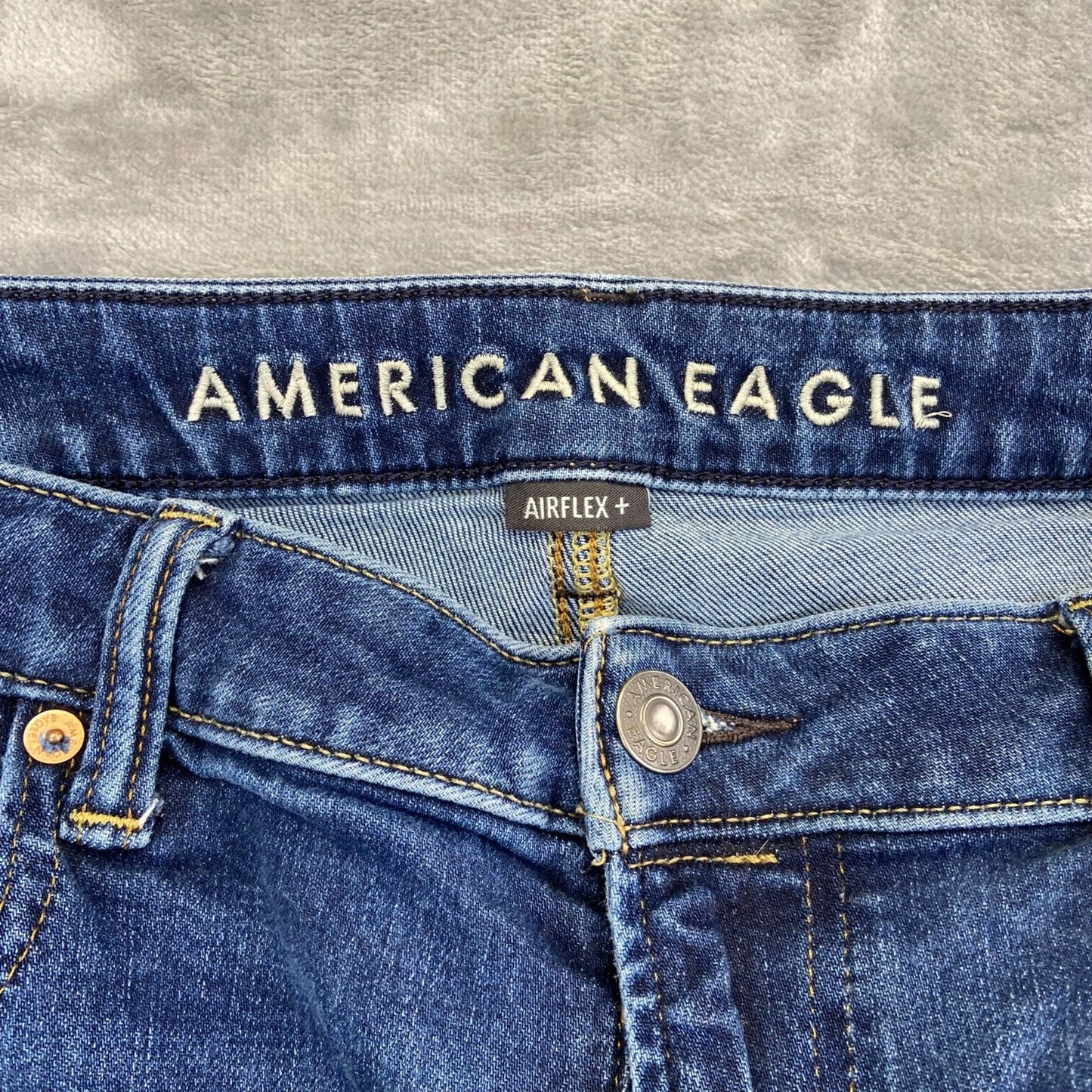 American Eagle Men's Airflex Slim Straight Jeans 38x32 Blue Dark Wash Denim