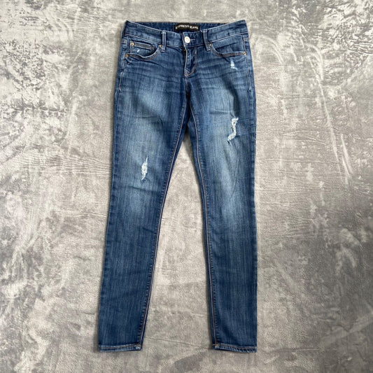 Express Stella Low Rise Legging Jeans Women's Size 0R Distressed Blue