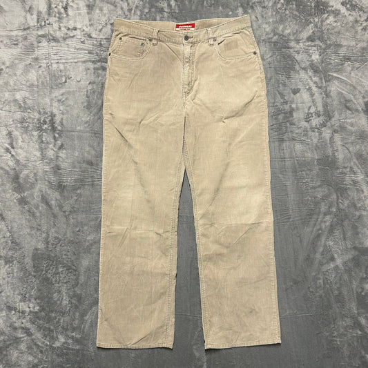 Unionbay Vintage Cut Straight Pants Men's Size 36x32 Beige Corduroy