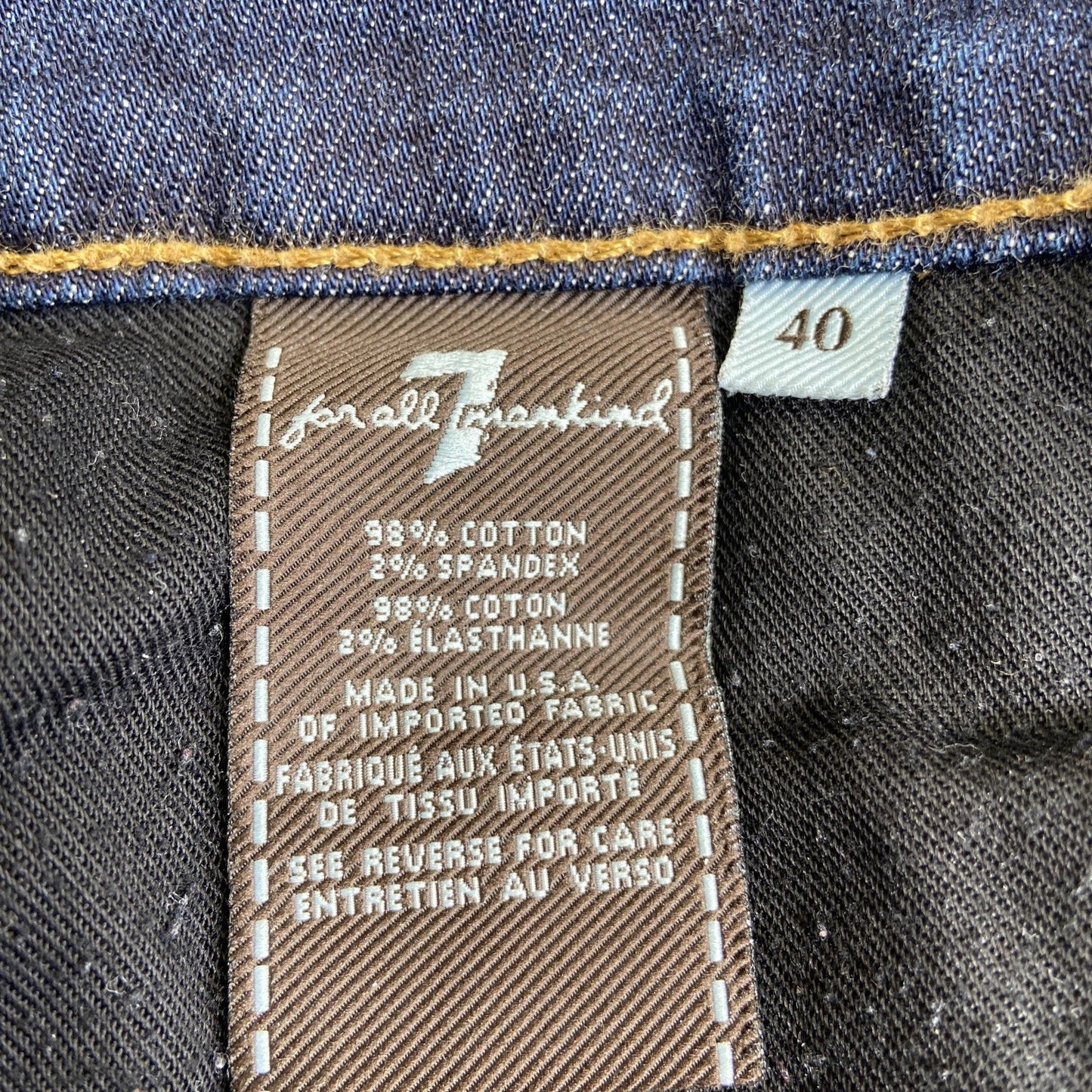 7 For All Mankind Slimmy Straight Jeans Men's Size 40 Dark Blue