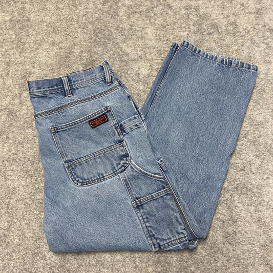 FIVEBROTHER Carpenter Straight Leg Jeans Men's 38x30 Blue Denim *Ripped Pocket*