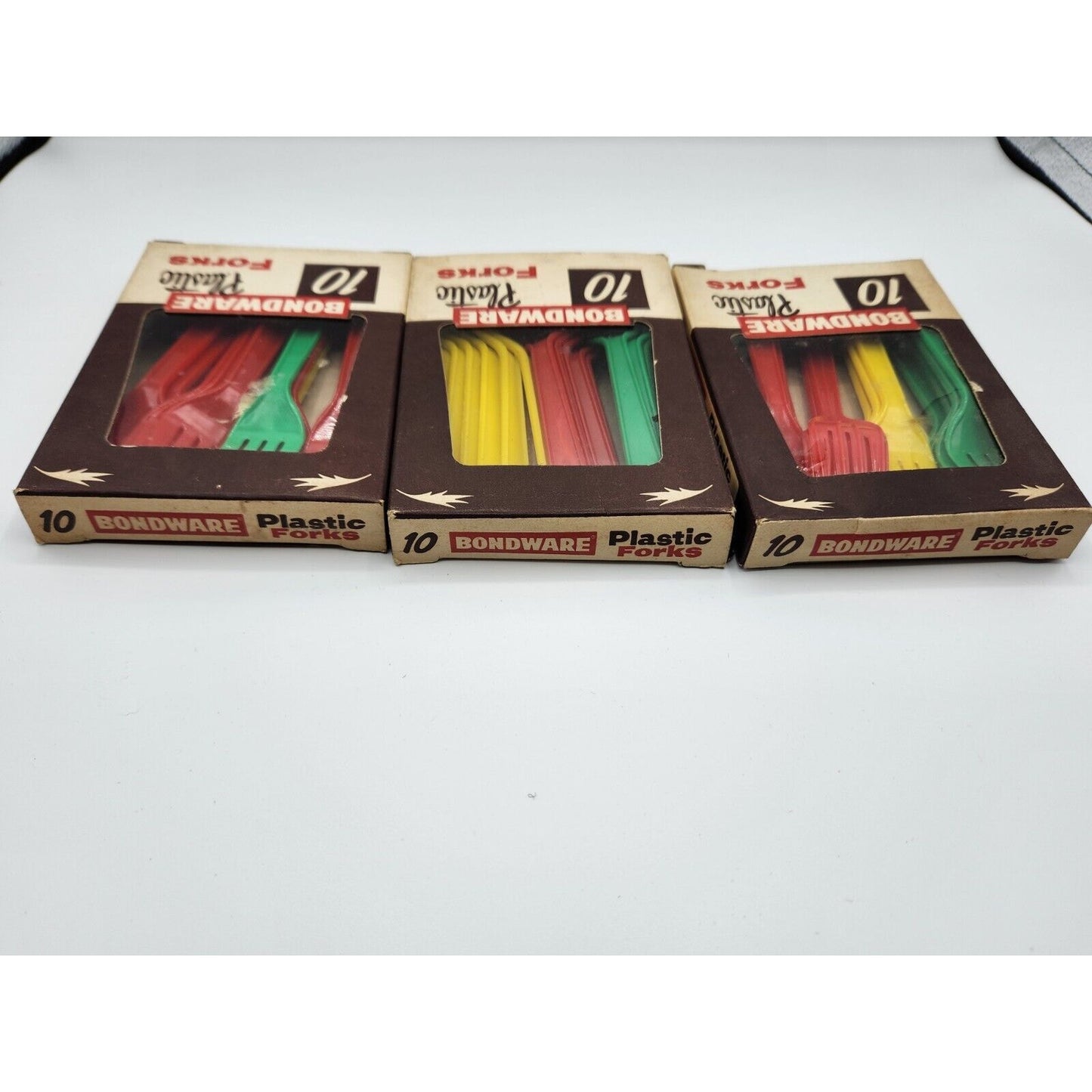 3 Original Vintage Boxes Bondware Plastic 5" Forks Unused Continential Can Co