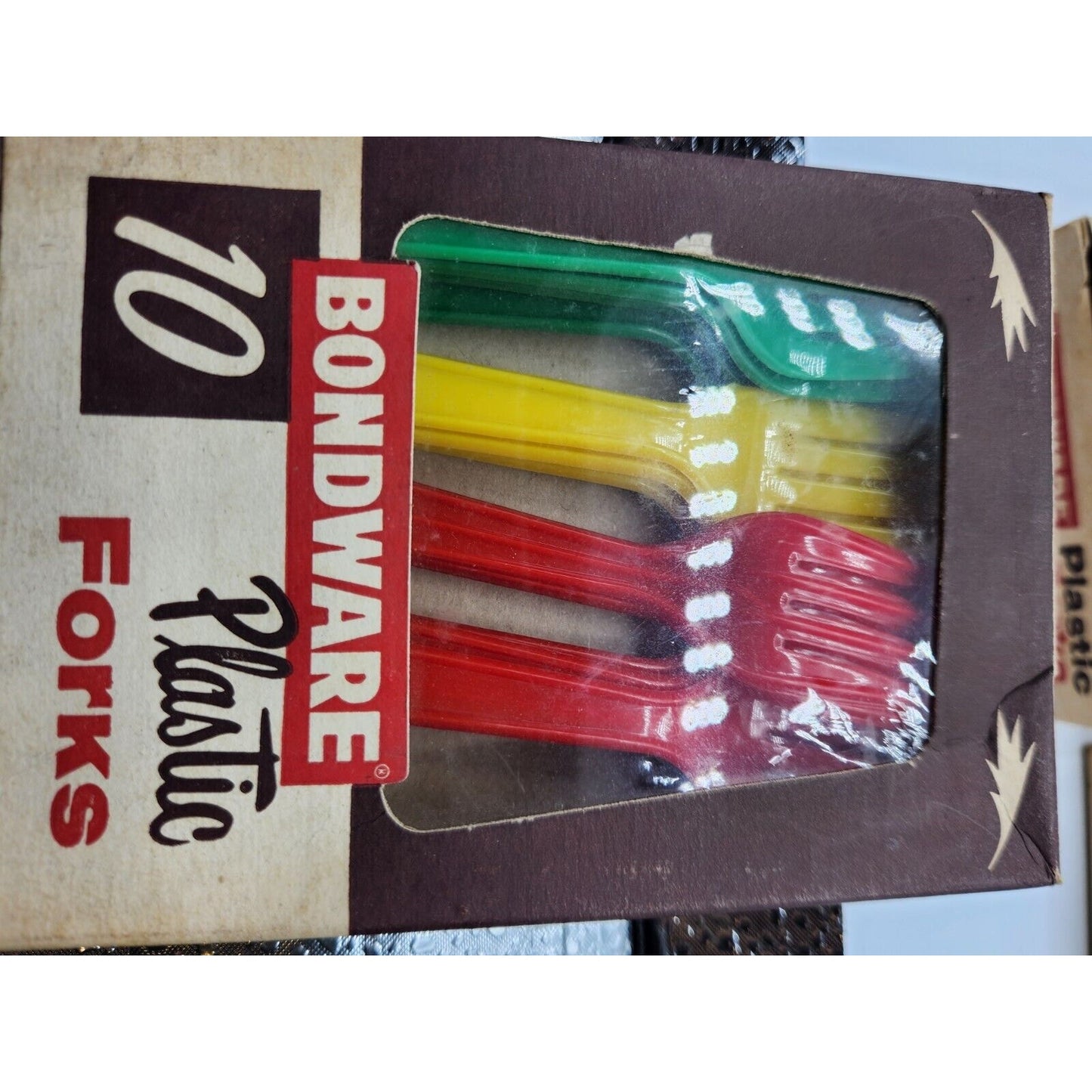 3 Original Vintage Boxes Bondware Plastic 5" Forks Unused Continential Can Co