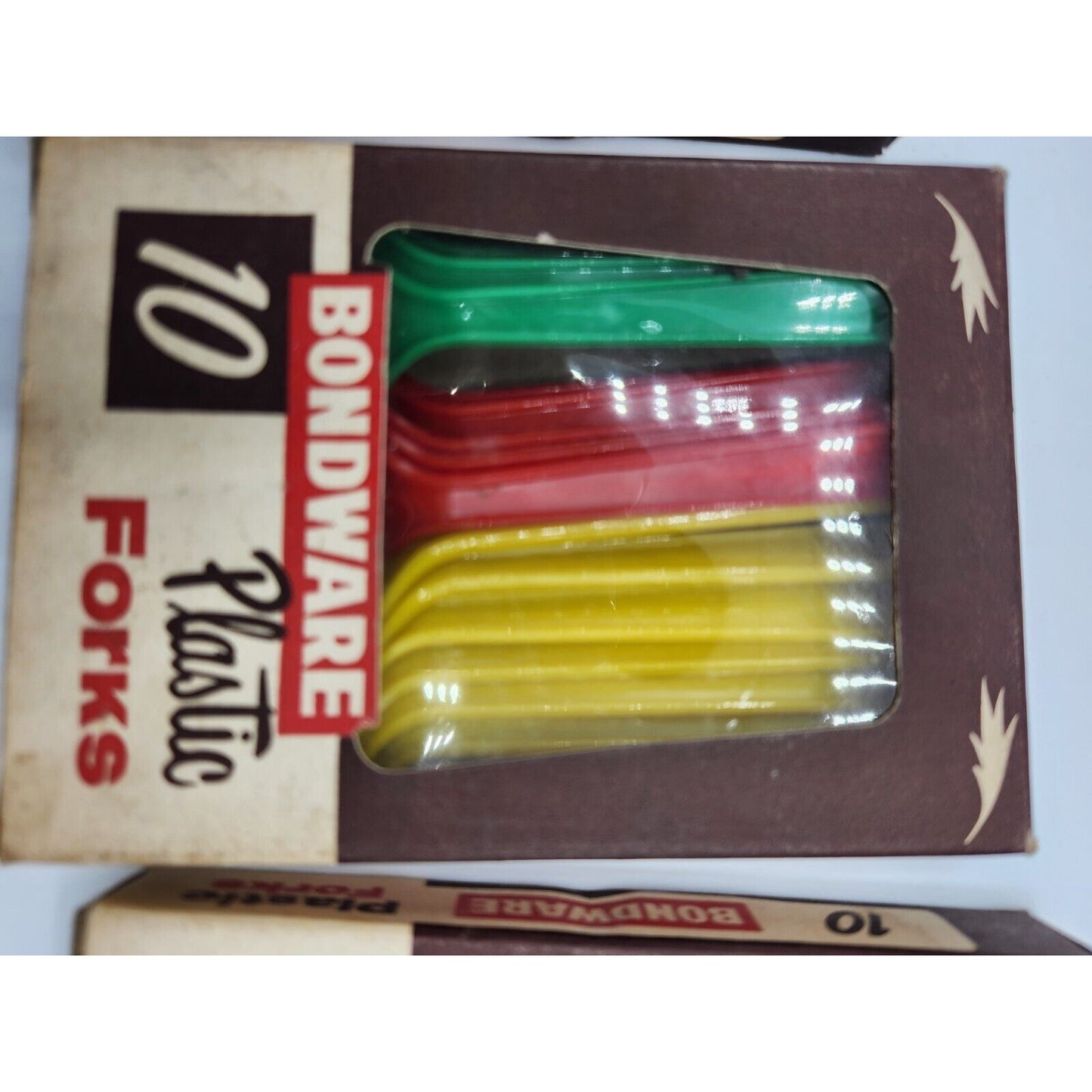 3 Original Vintage Boxes Bondware Plastic 5" Forks Unused Continential Can Co