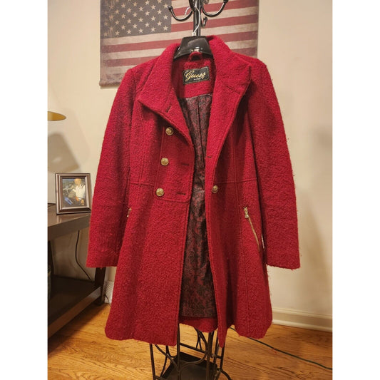 Super Cute, Guess Wool Blend Coat, Burgundy Women's size S