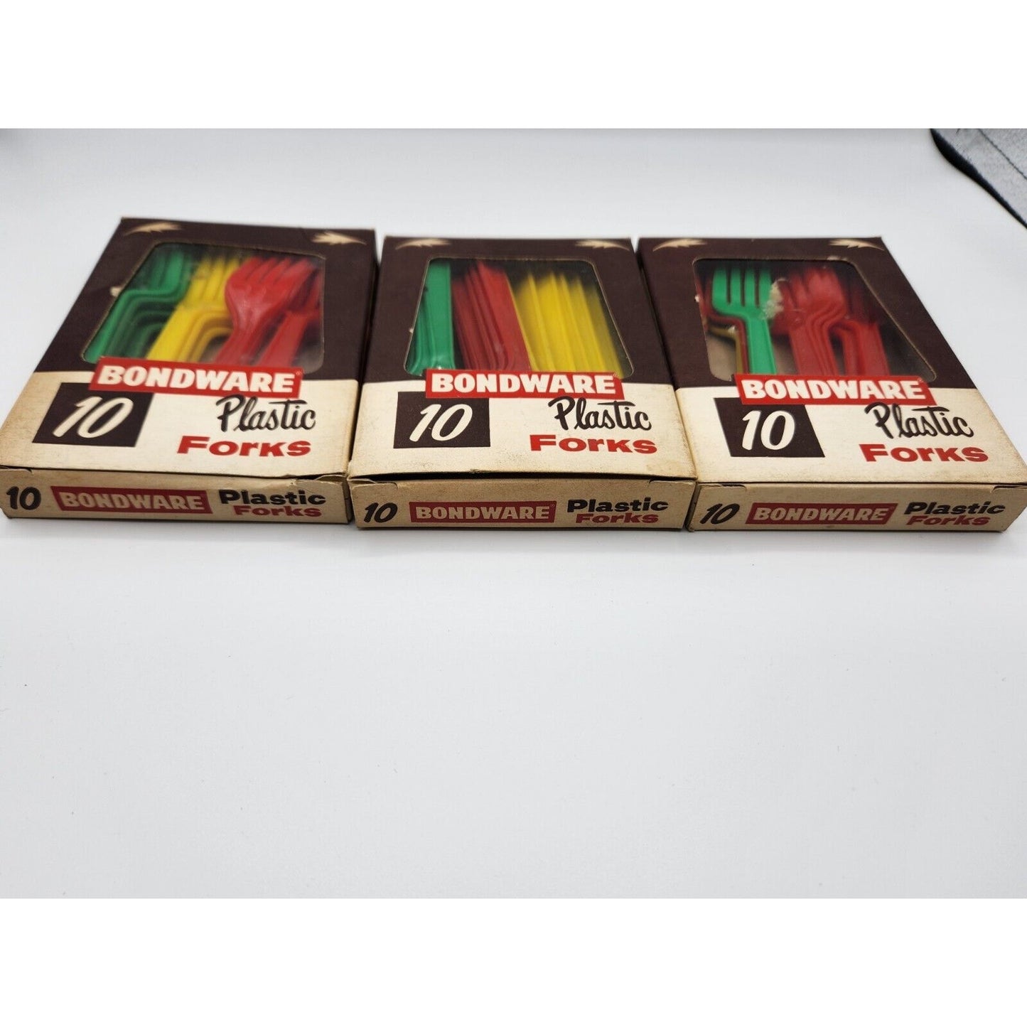 3 Original Vintage Boxes Bondware Plastic 5" Forks Unused Continential Can Co