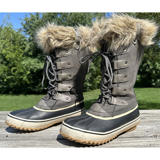 JBU Edith Encore Winter Snow Faux Fur Dark Brown Lace Up Boots Women’s Size 8.5