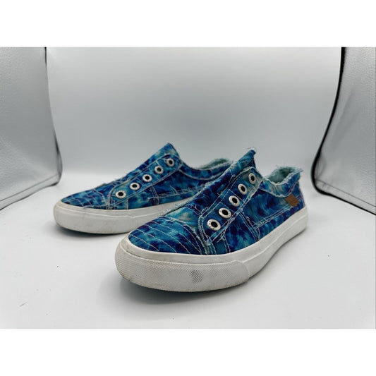 Women's Blowfish Malibu Play Turquoise Tie Dye Denim Shoes Size 7.5